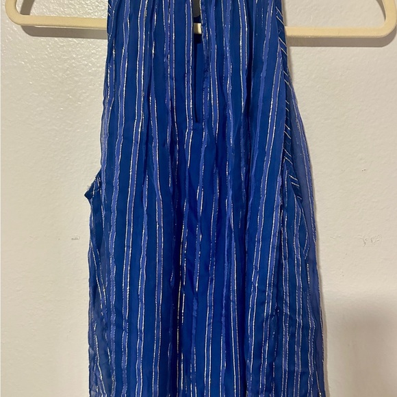 Anthropologie Ranna Gill Blue Flowy beaded top gold sz Small halter - Picture 3 of 7